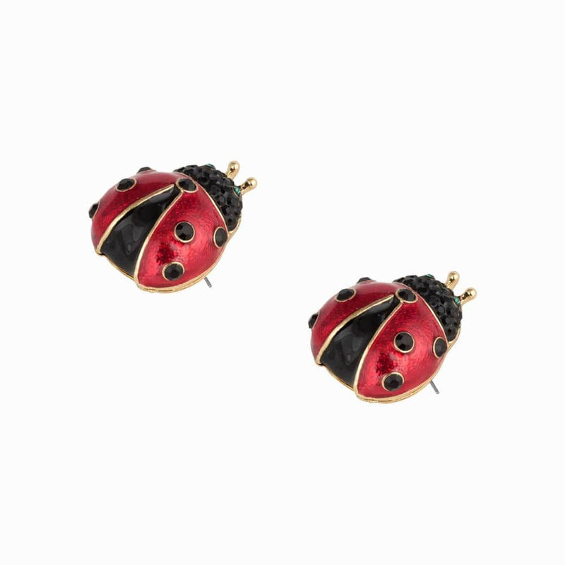 Enamel & Crystal Ladybird Stud Earrings