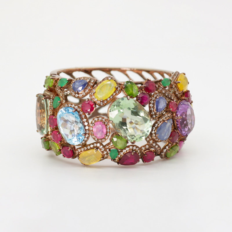 Topaz Ruby Sapphire and Peridot Cuff