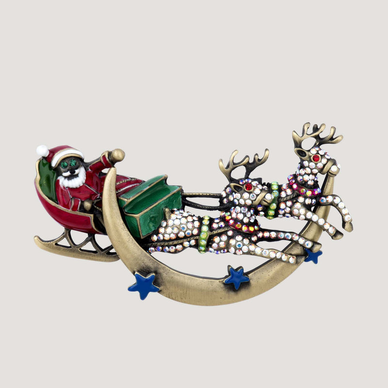 Father Christmas Half Moon Brooch