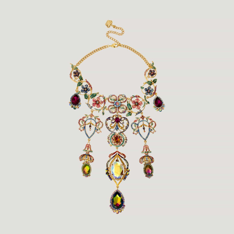 Elaborate Chandelier Floral Crystal Necklace