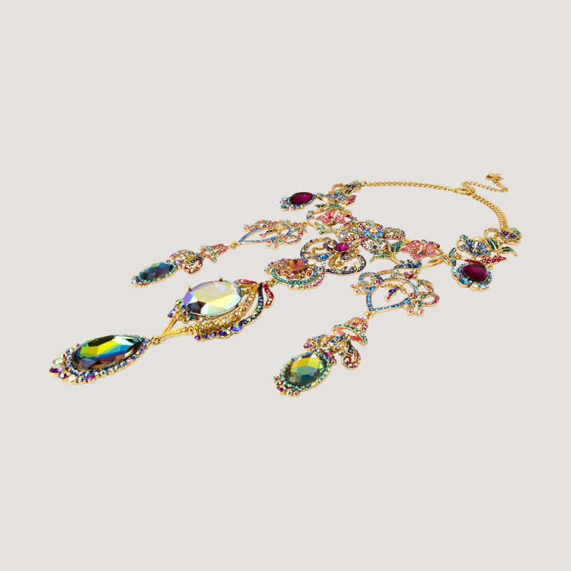 Elaborate Chandelier Floral Crystal Necklace