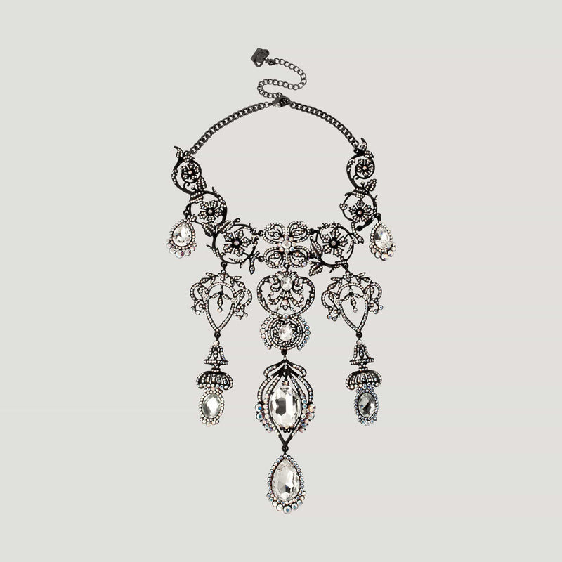 Elaborate Chandelier Floral Crystal Necklace