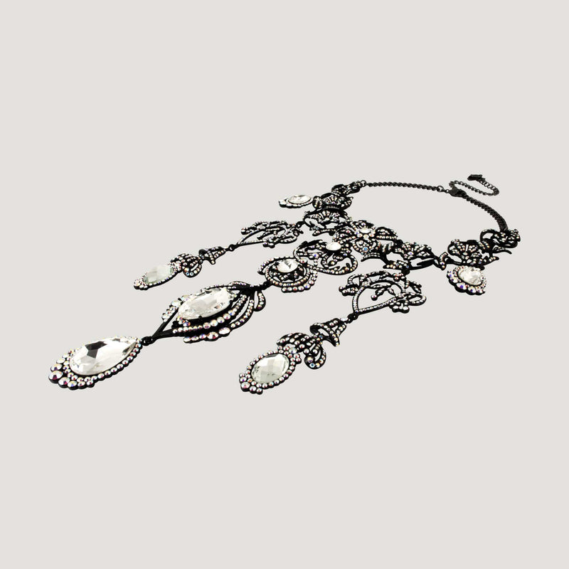 Elaborate Chandelier Floral Crystal Necklace