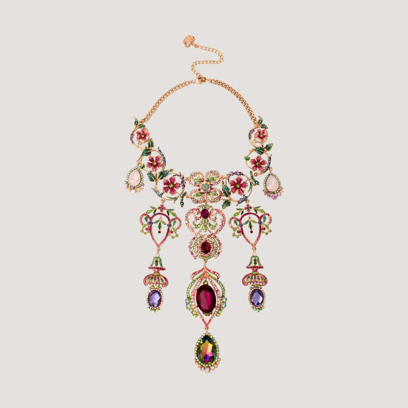 Elaborate Chandelier Floral Crystal Necklace