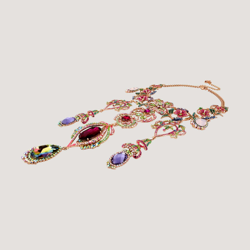 Elaborate Chandelier Floral Crystal Necklace