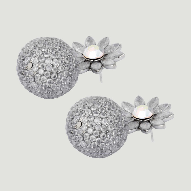 Crystal Flower Drop Ball Earrings