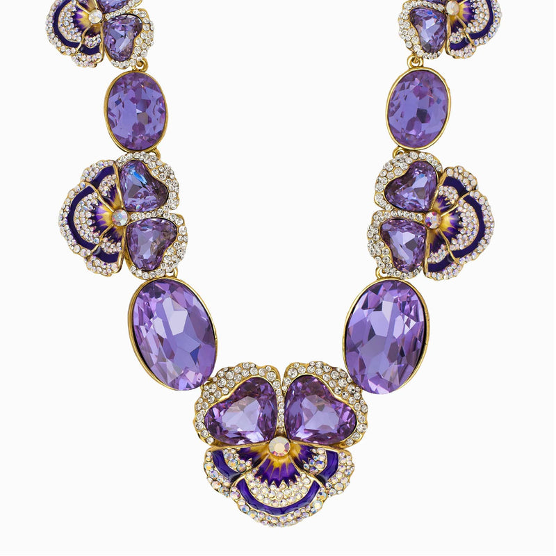 Graduated Pansy Flower Necklace