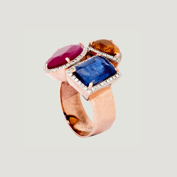 Yellow Diamond & Sapphire Ring