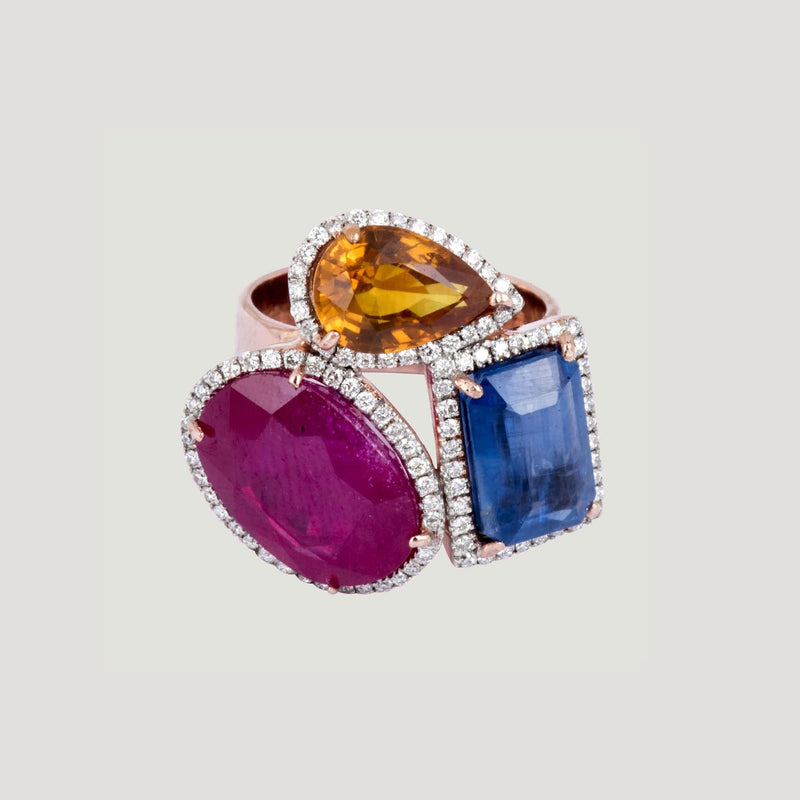 Yellow Diamond & Sapphire Ring