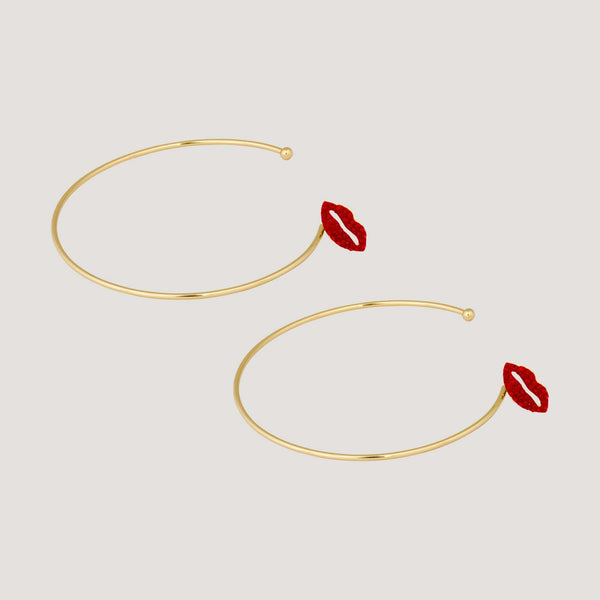 large Crystal Lips Hoop Earrings