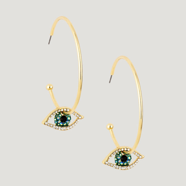 Hoop with Crystal Eye Earrings