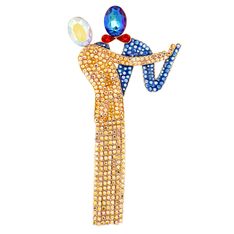 Signature Colourful Crystal Dancing Couple Brooch