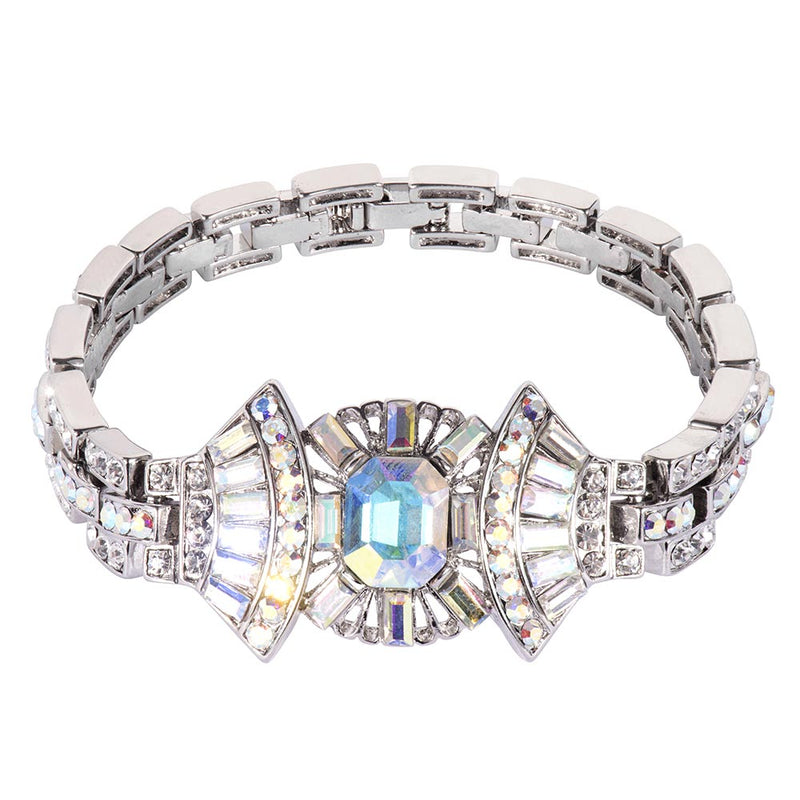 Crystal Art Deco Style Fan Link Bracelet