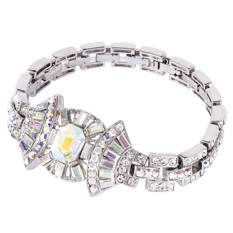 Crystal Art Deco Style Fan Link Bracelet