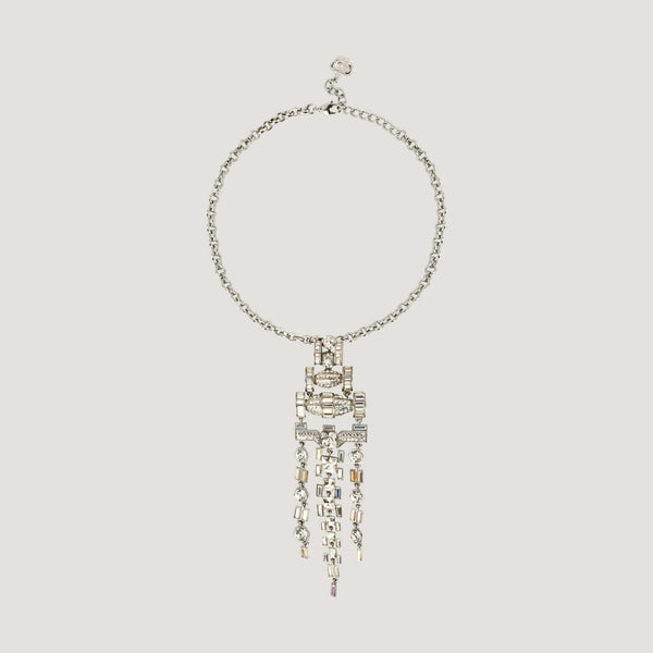 Art Deco Style Three Pendant Crystal Chains Necklace