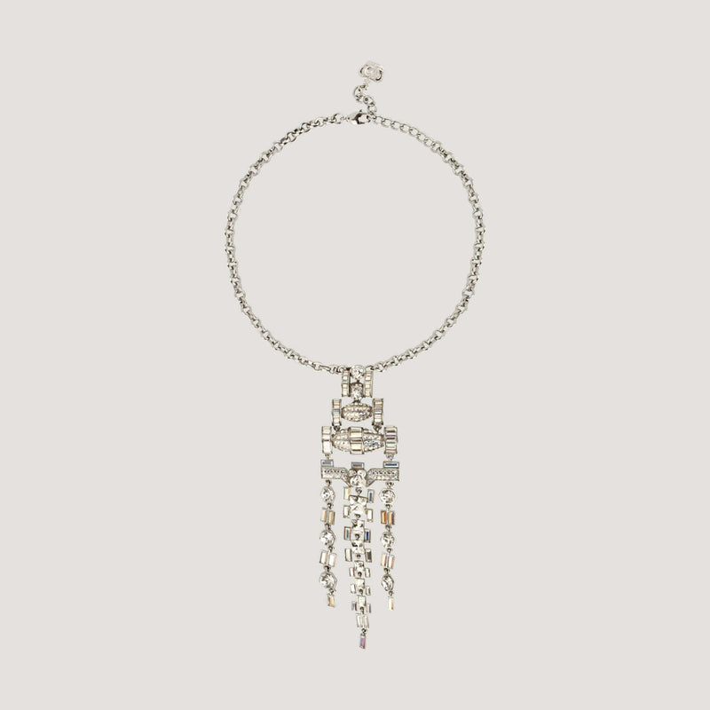 Art Deco Style Three Pendant Crystal Chains Necklace