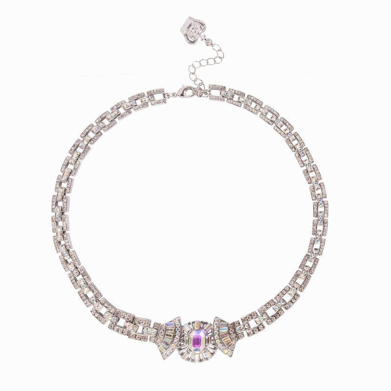 Crystal Art Deco Fan Necklace