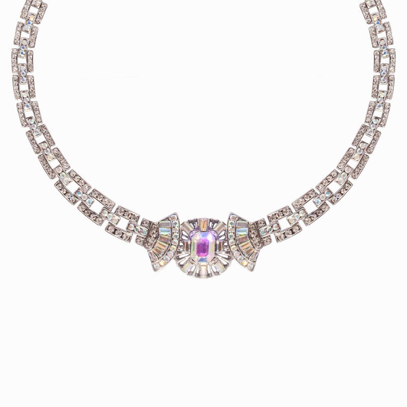 Crystal Art Deco Fan Necklace