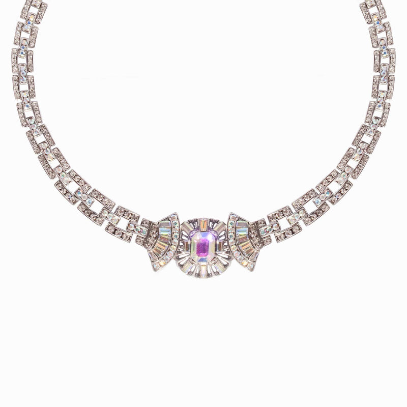 Crystal Art Deco Fan Necklace