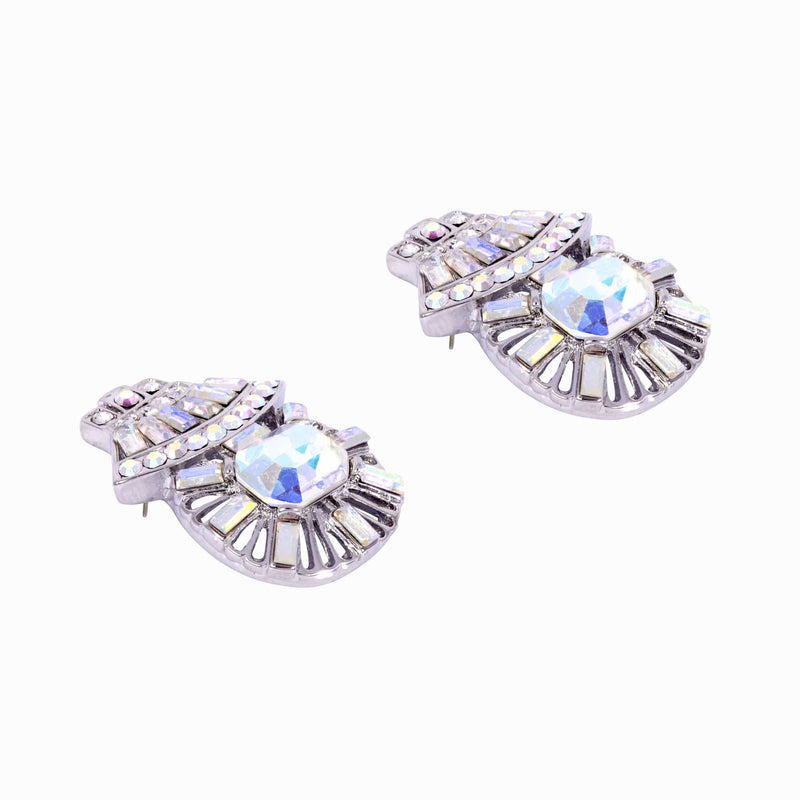 Crystal Fan Baguette Art Deco Earrings