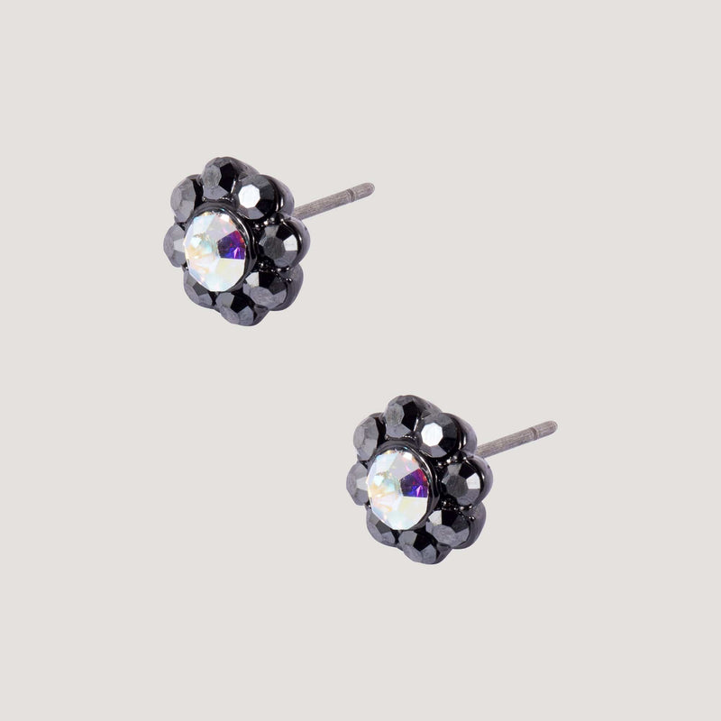 Small Crystal Flower Stud Earrings