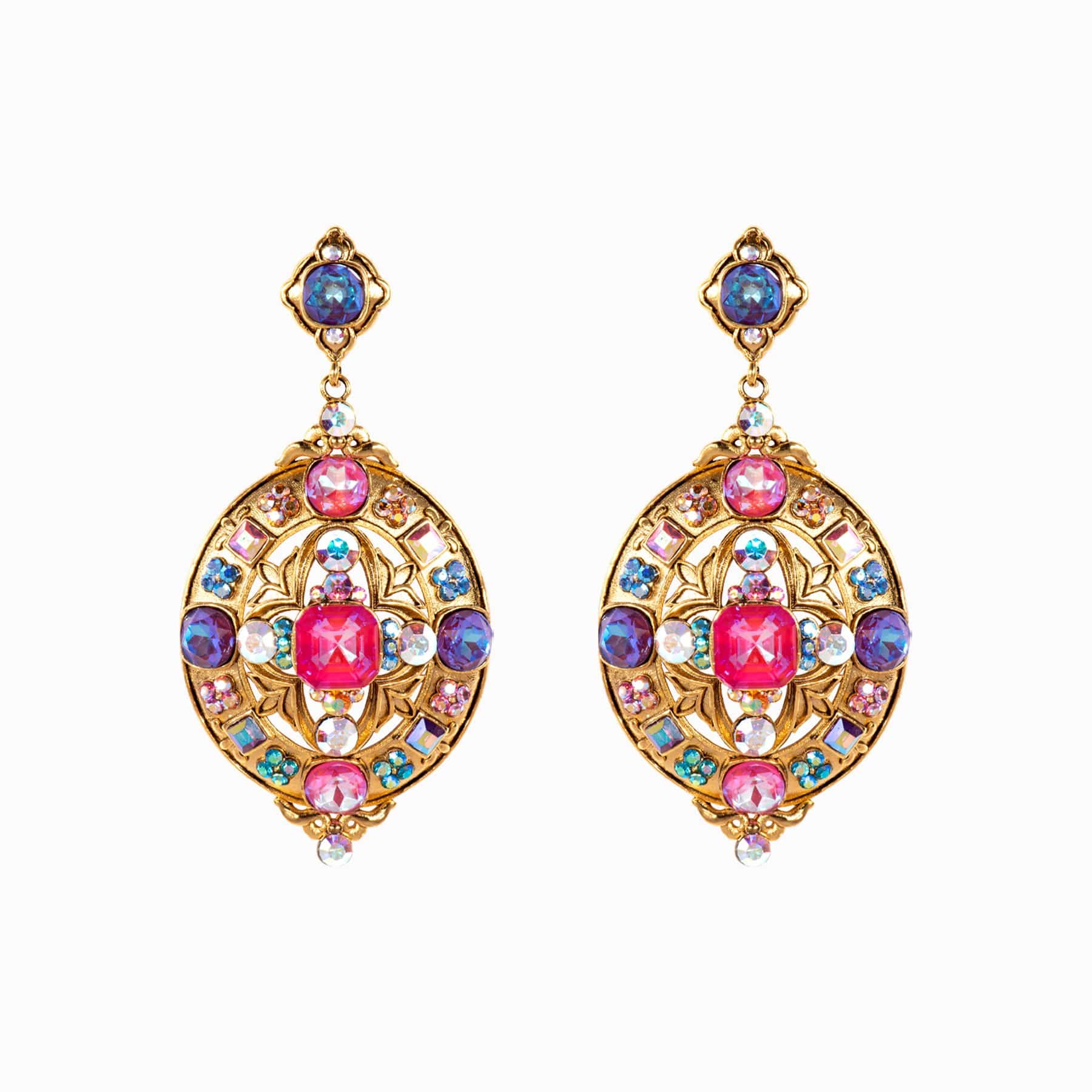 Crystal Oval Drop Earrings