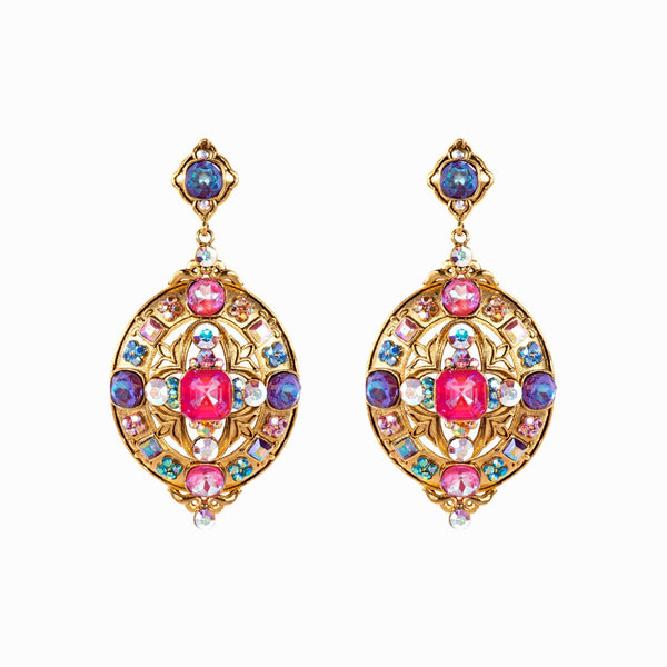 Crystal Oval Drop Earrings