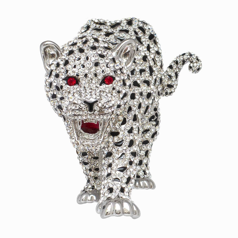 Crystal Prowling Leopard Brooch