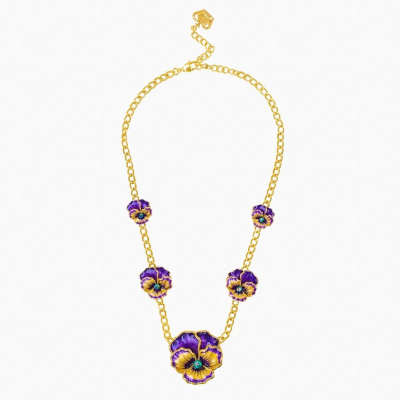 Enamel Pansy Flower Necklace