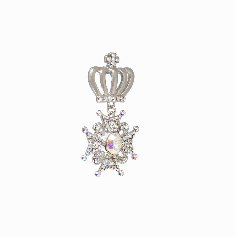 Crystal Medal & Crown Clutch Pin