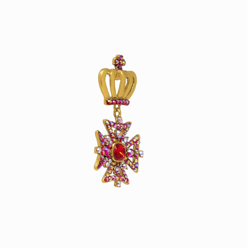 Crystal Medal & Crown Clutch Pin