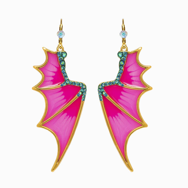 Plique-à-jour Bat Wing Earrings