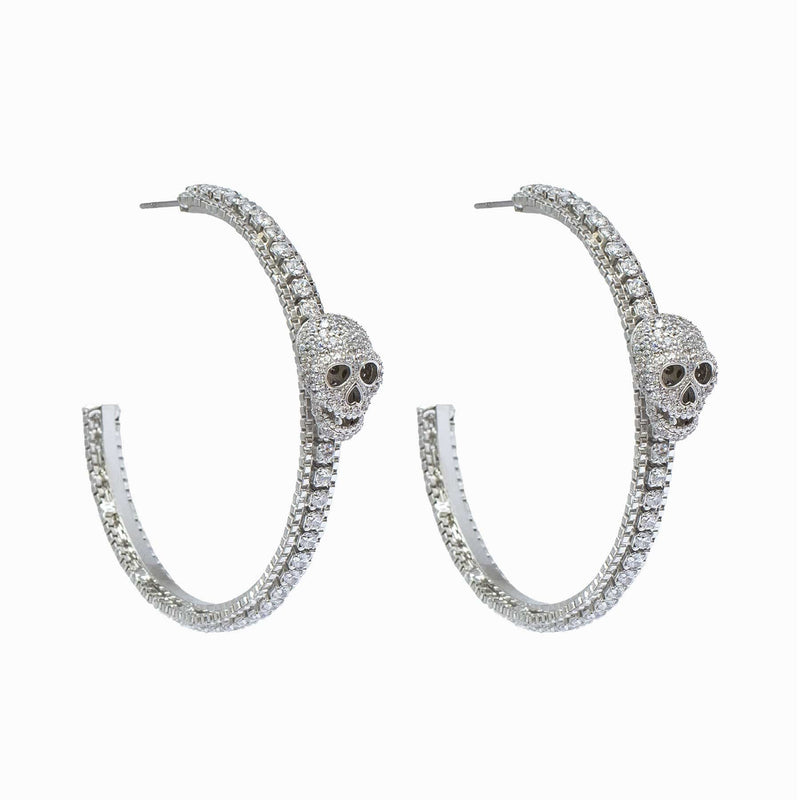 Sparkle Skull Hoop Earrings