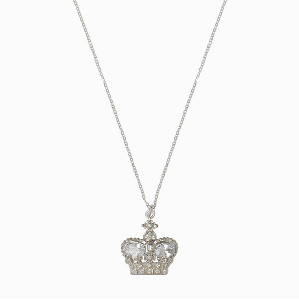 Sterling Silver Crystal Crown Pendant Necklace