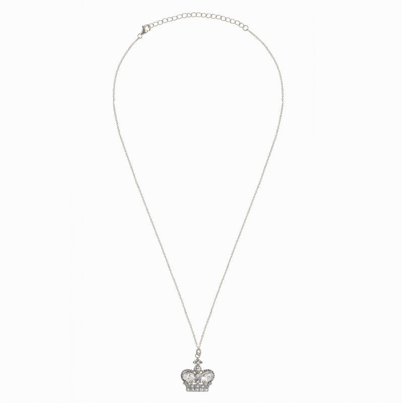 Sterling Silver Crystal Crown Pendant Necklace