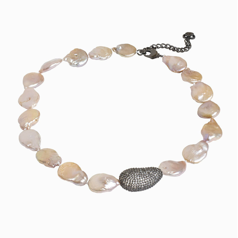 Chunky Baroque Pearl and Crystal Necklace