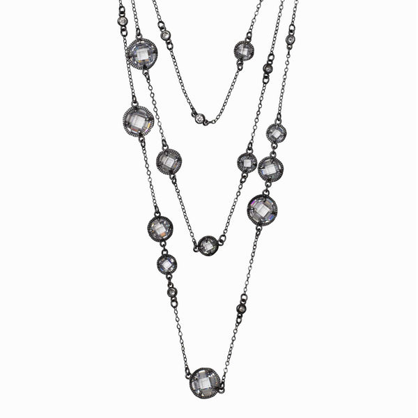 Layered Multi Crystal Chain Necklace