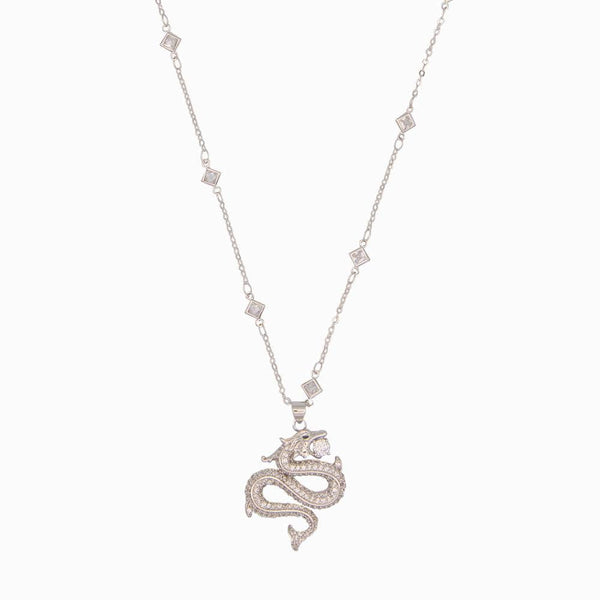 Studded Infinity Dragon Pendant Necklace