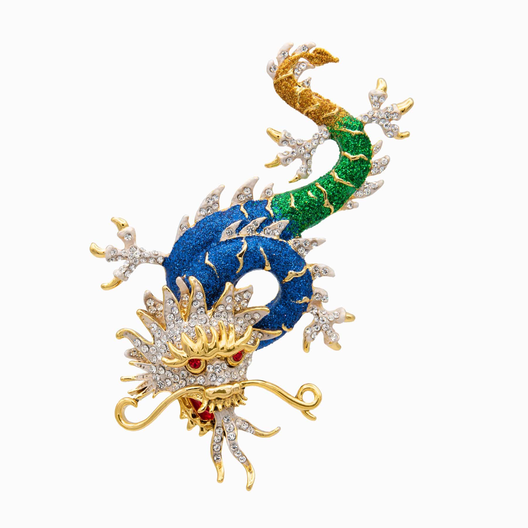 Glitter Crystal Chinese Dragon Brooch Butler Wilson