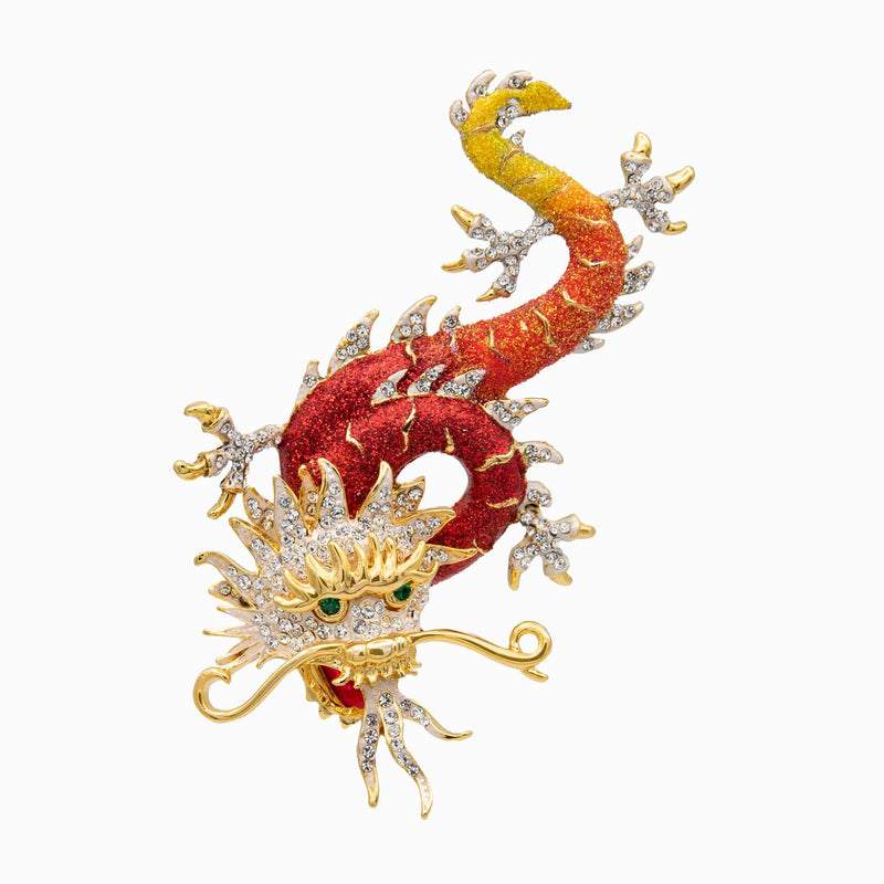 Crystal Chinese Dragon Brooch