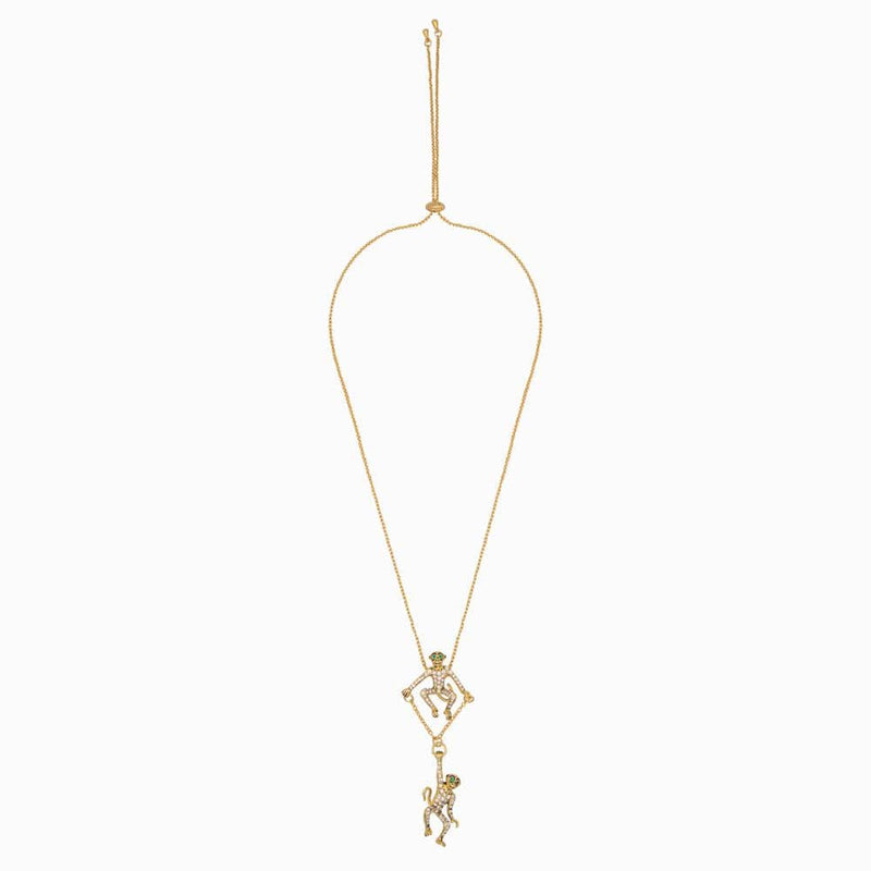 Hanging Monkey Friends Crystal Necklace