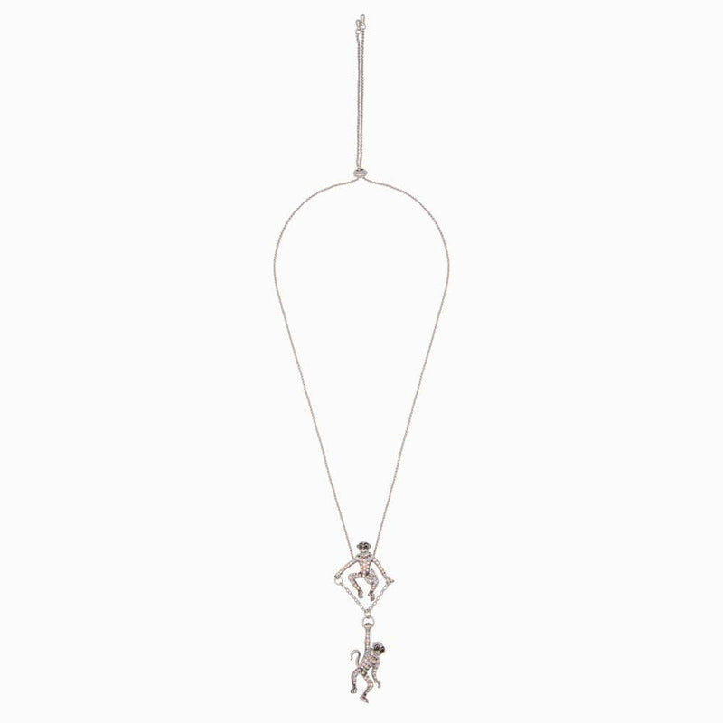 Hanging Monkey Friends Crystal Necklace