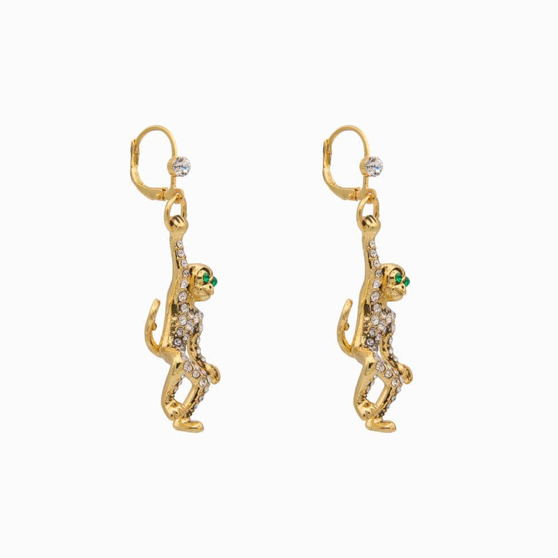 Hanging Monkey Crystal Earrings