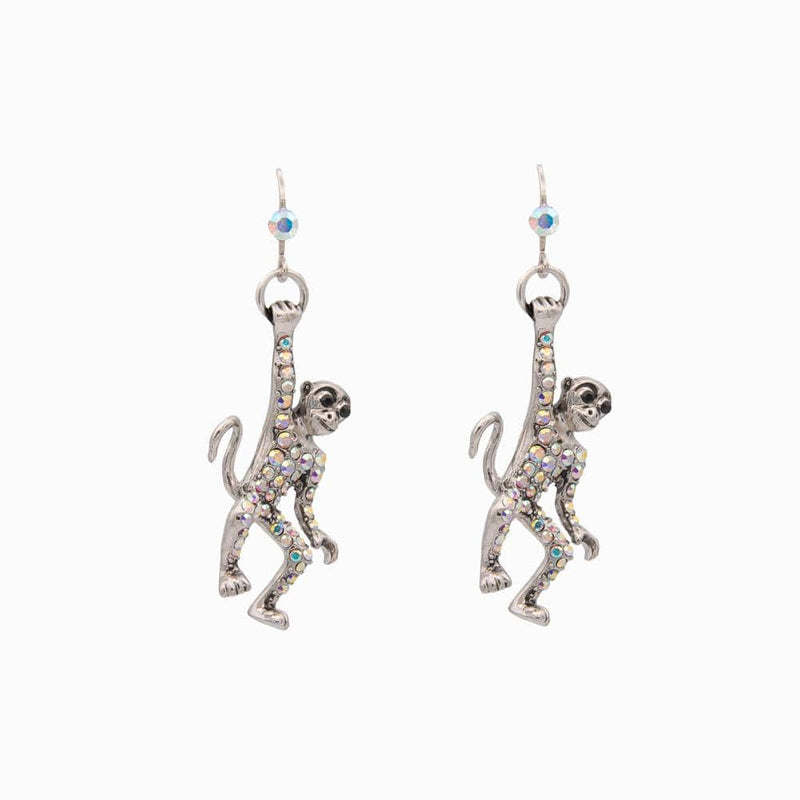 Hanging Monkey Crystal Earrings