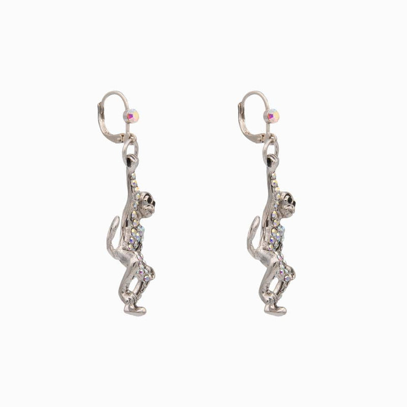 Hanging Monkey Crystal Earrings