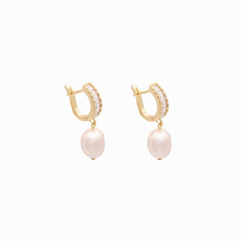 Crystal Baguette & Baroque Pearl Earrings