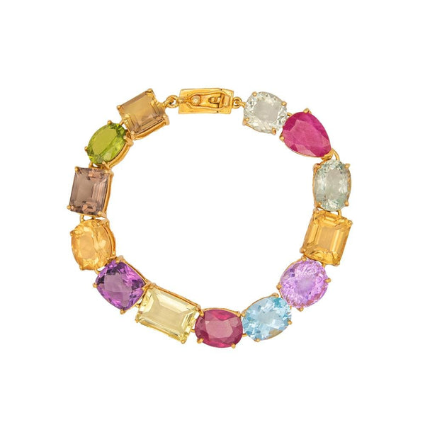 Smokey Quartz Amethyst Citrine & Ruby Bracelet