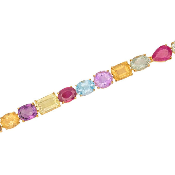 Smokey Quartz Amethyst Citrine & Ruby Bracelet