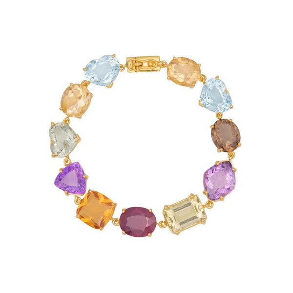 Smokey Quartz Citrine and Amethyst Bracelet