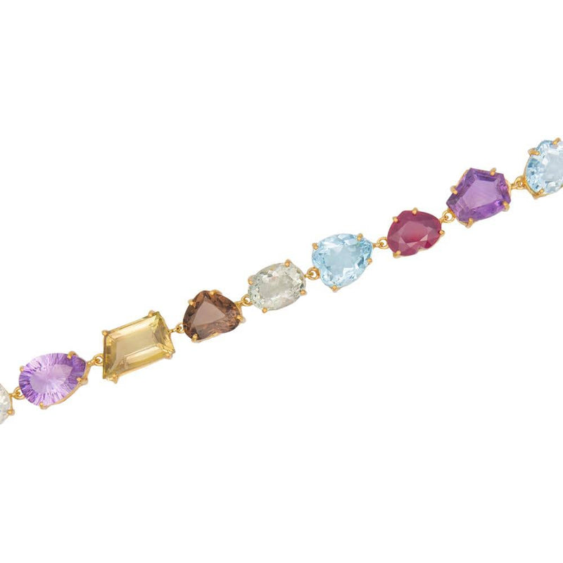 Purple Amethyst Blue Topaz and Lemon Quartz Bracelet